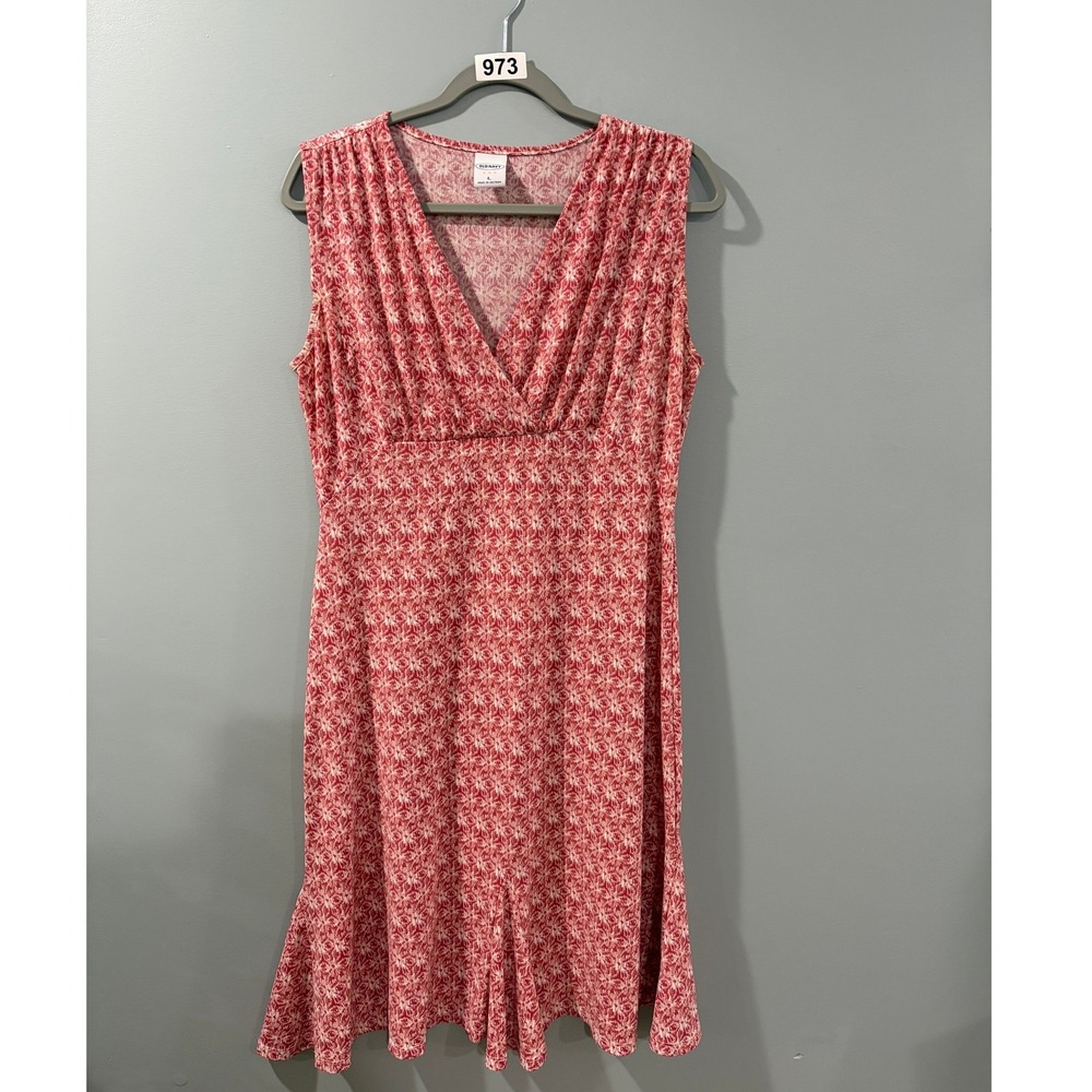 Old Navy Womens Red White Medallion Print Sleeveless V-Neck Midi Dress Large